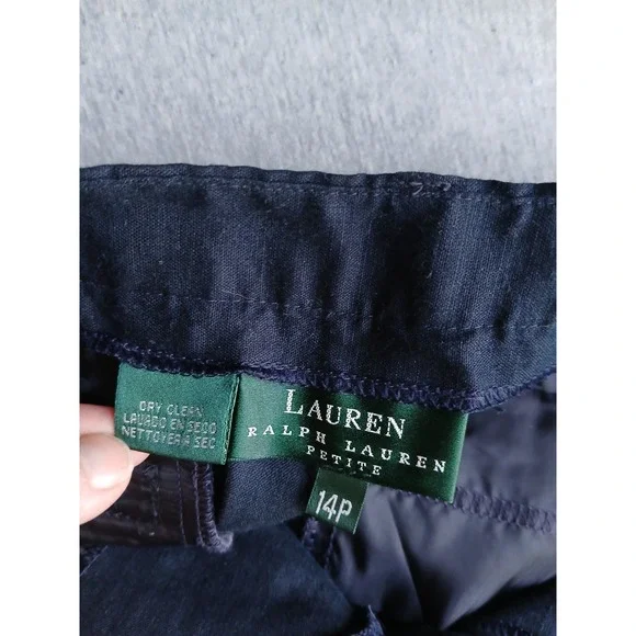 Lauren Ralph Lauren Pants 14 P Linen Trouser Navy Office Work Career Corp VTG - Picture 11 of 11